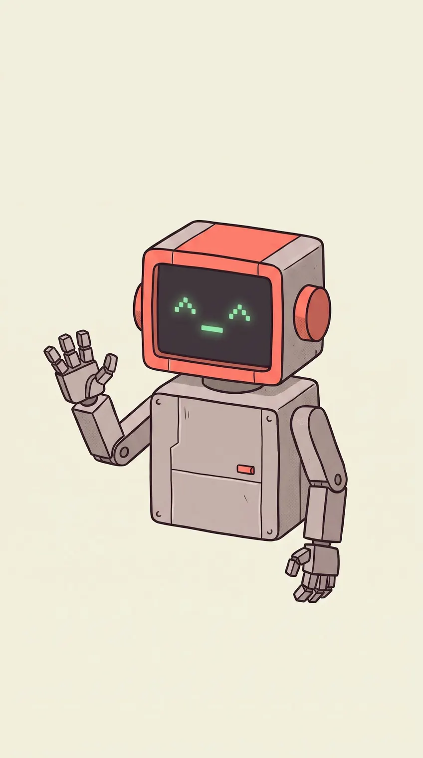 Asistent itashu, robot s červenou hlavou, máva